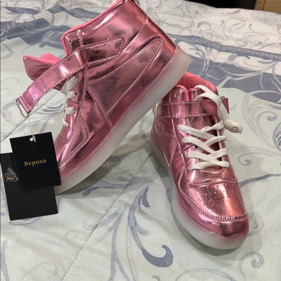 Pink High-Top Women's Sneakers - Picture 2 of 10